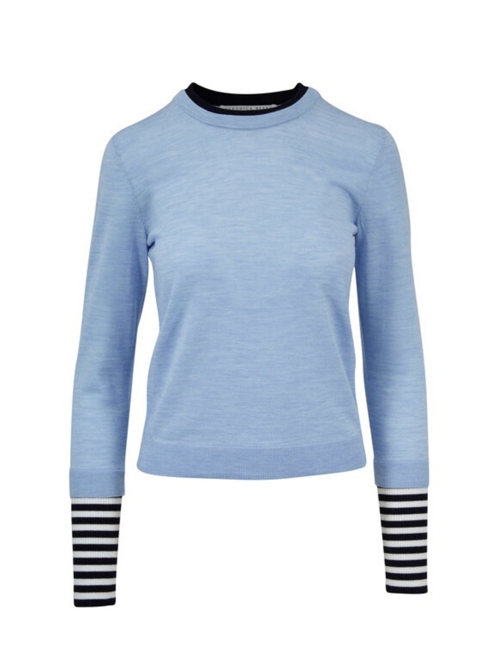 Veronica Beard Avory Light Blue Striped Cuff Sweater
